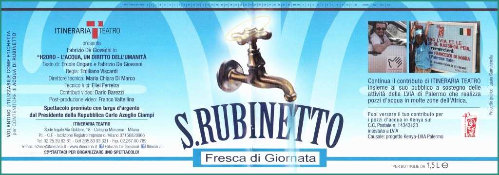 Acqua Vitasnella Etichetta E "acqua Azzurra Acqua Chiara " Il Consumo Consapevole