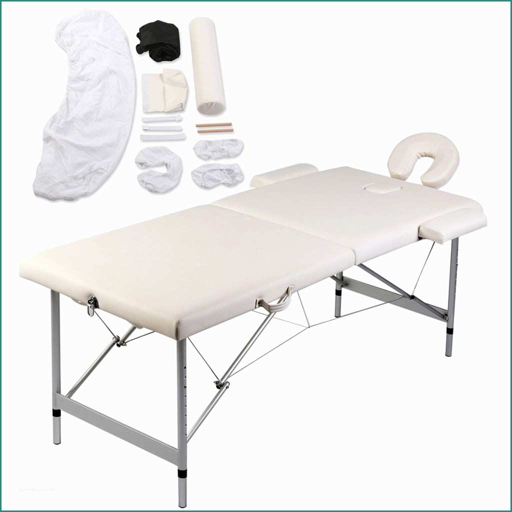 Amazon Lettino Massaggio E Lettino Massaggio Bianco Crema 2 Zone Con Telaio Alluminio
