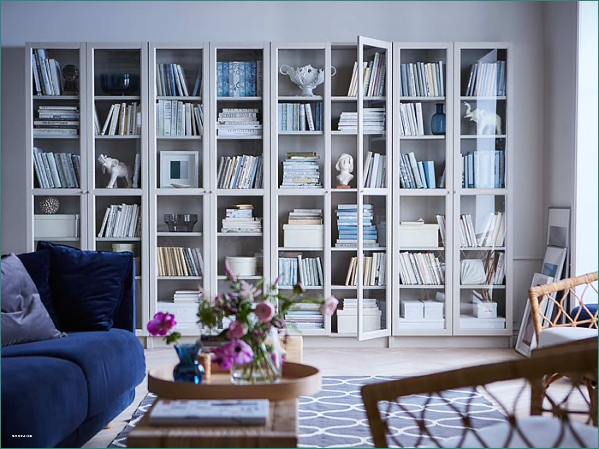 Arredamento Country Chic Ikea E Billy Bookcase with Oxberg Doors From Ikea
