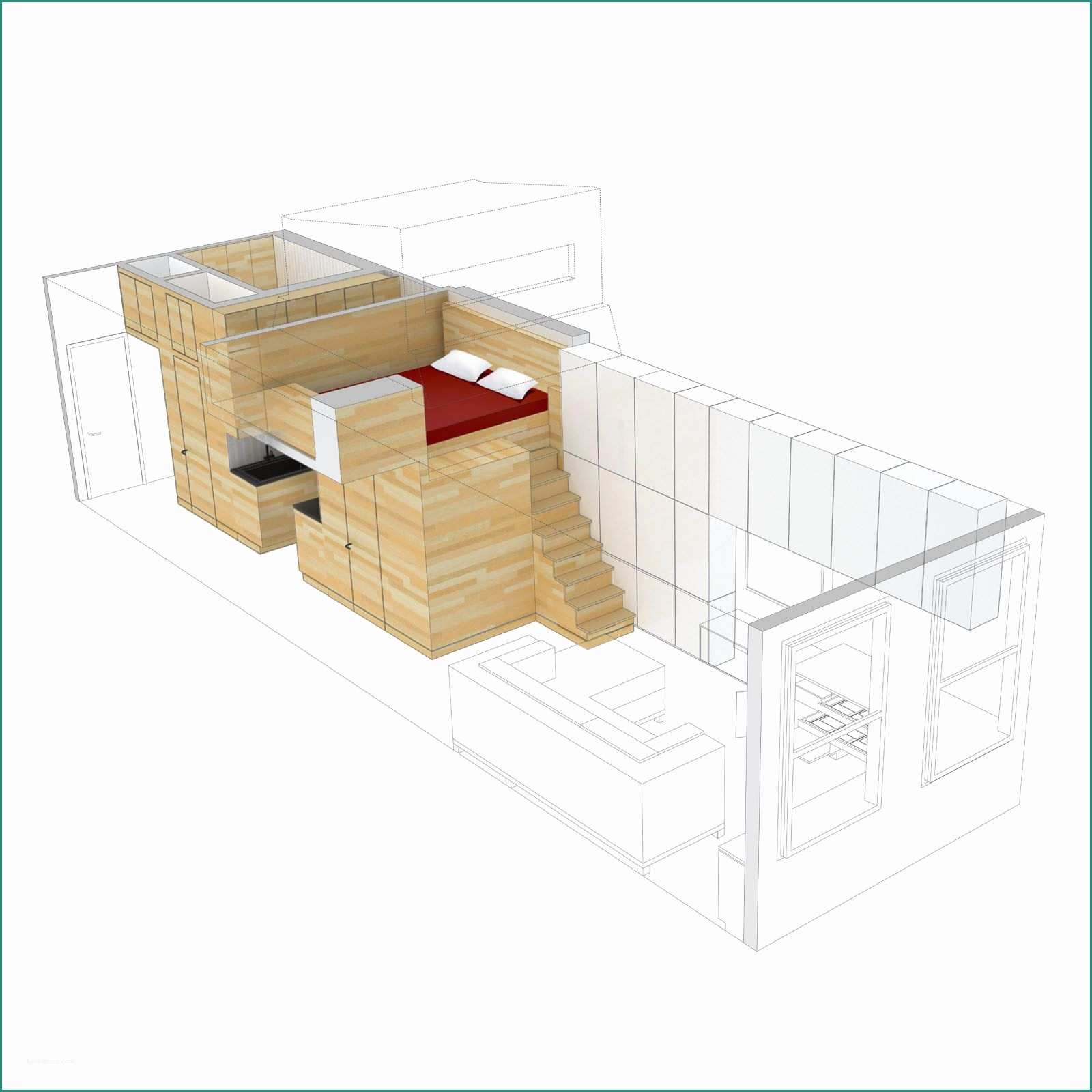 Bagni Prefabbricati Per Interni E the Wooden Volume Separates the Apartment Into Various Zones