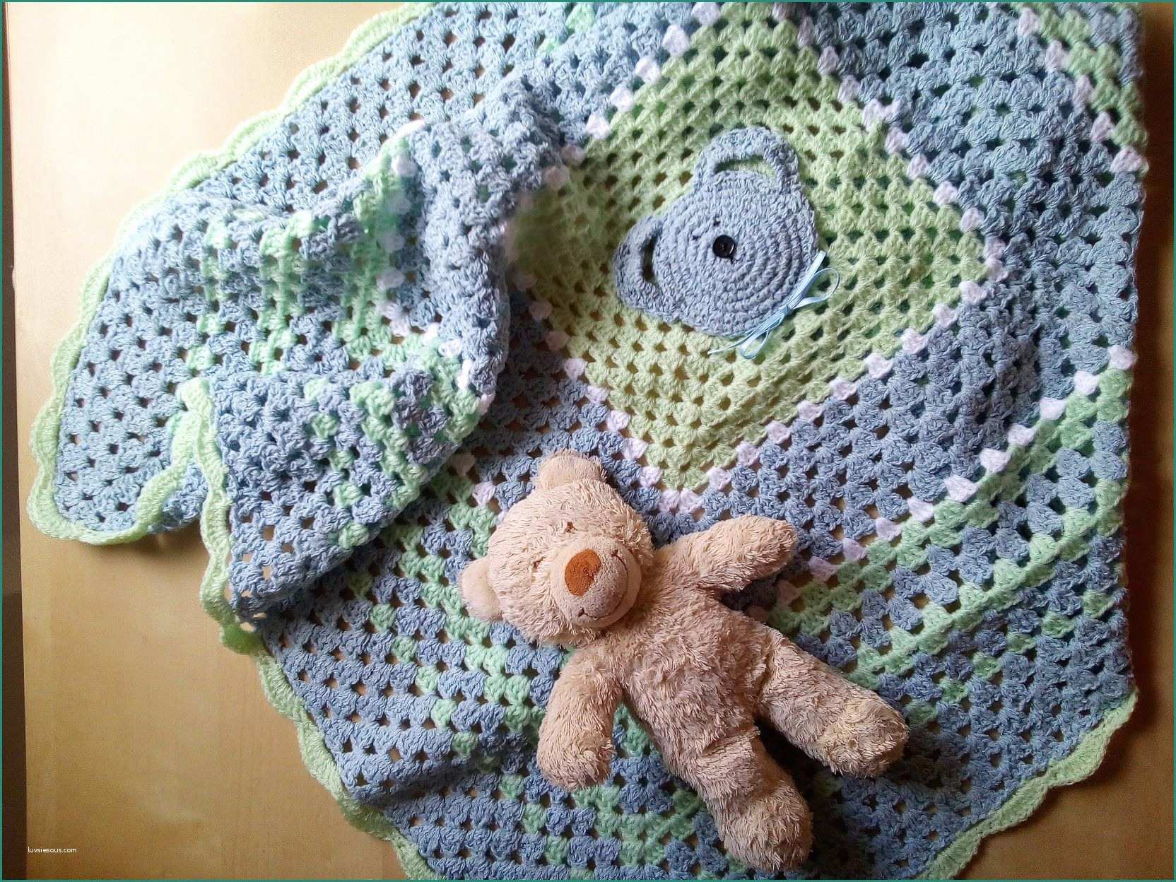 Bordi Uncinetto Per Copertine Neonato E Baby Blanket Wool Crochet Teddy Bear Cover for Christening Cover