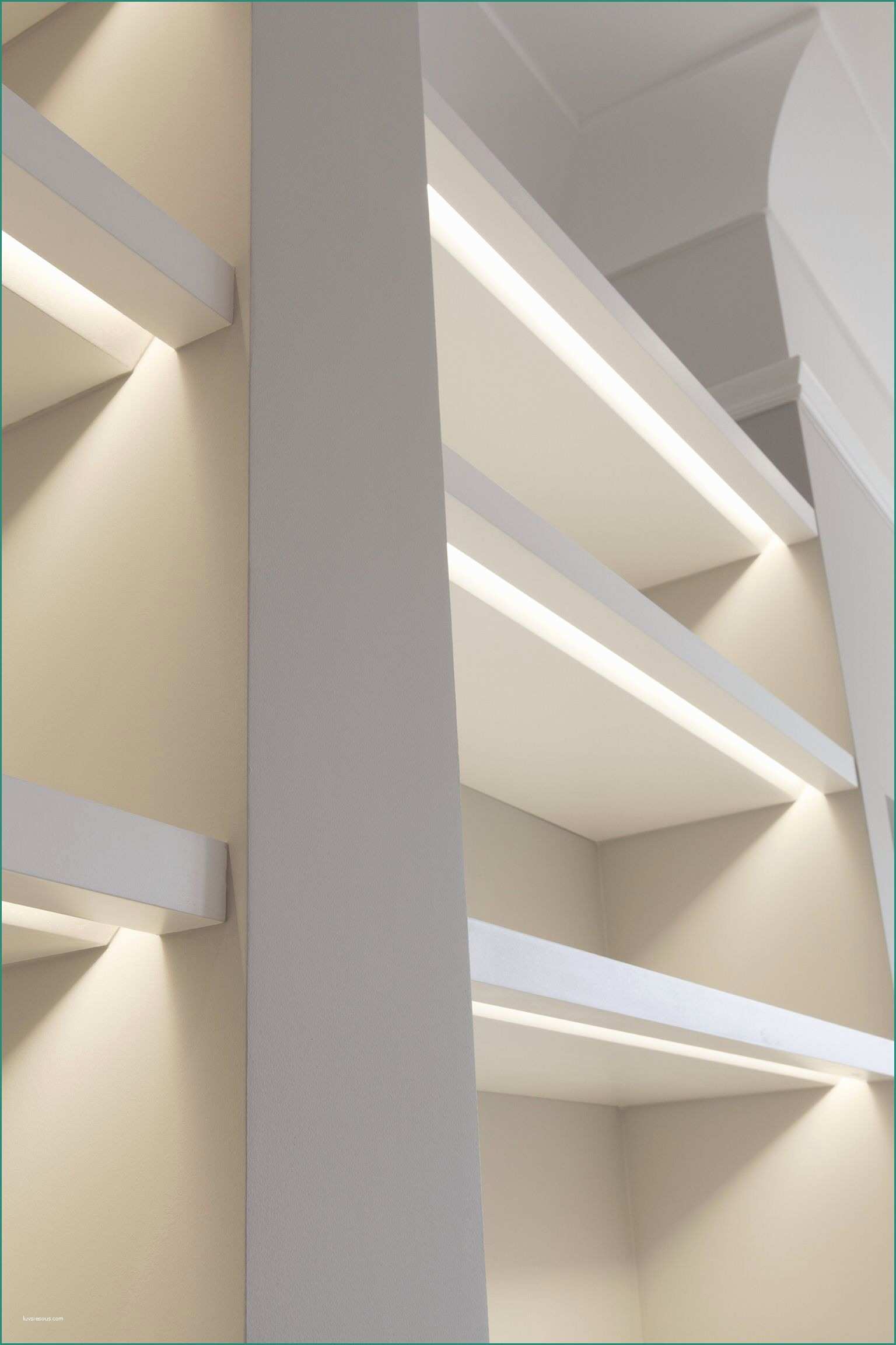 Cabine Armadio Poliform E Shelves Lit with Recessed Lights Note the Bevel to Allow Light to