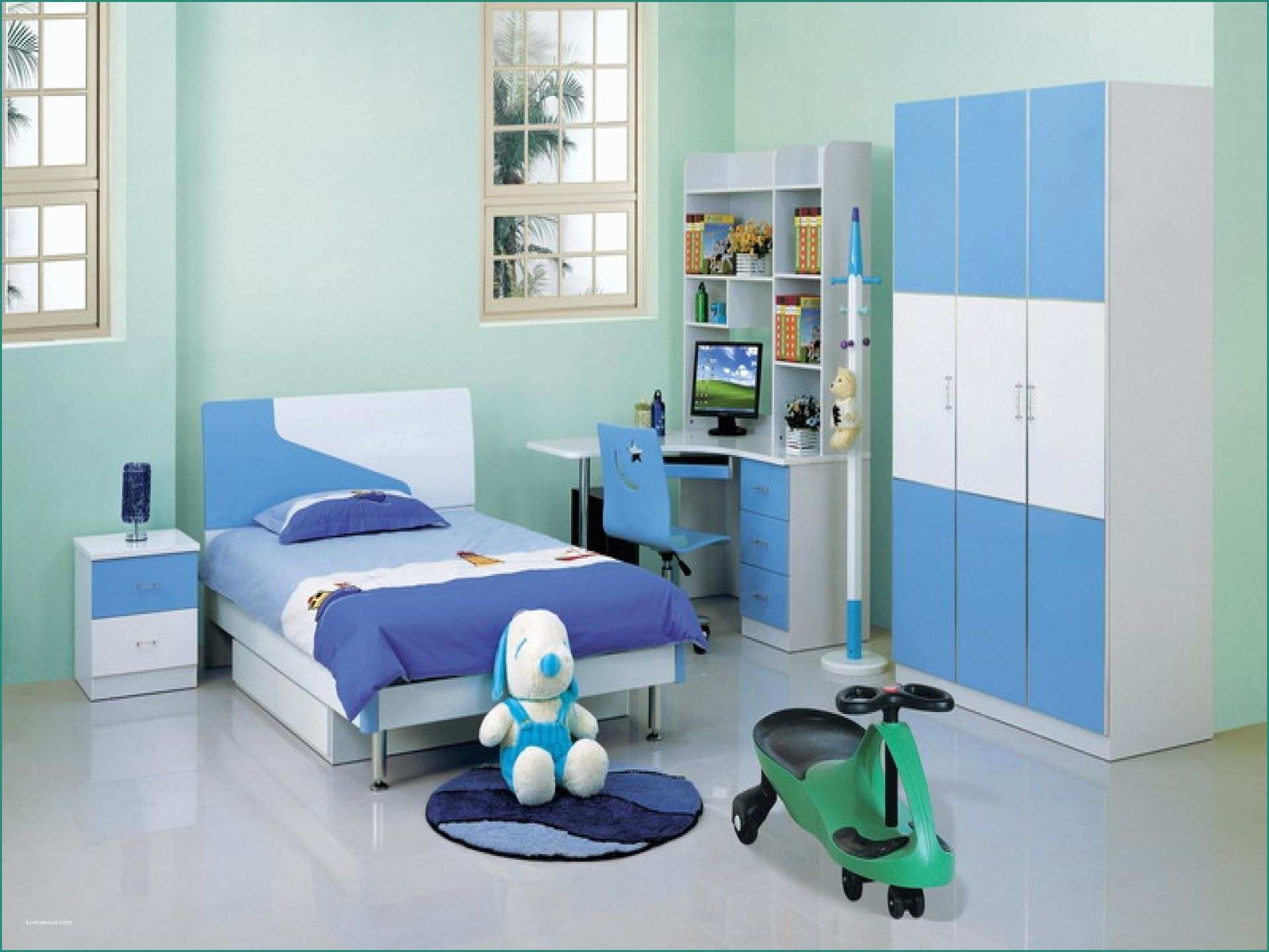 Camerette Bambini Letti E Winsome Children Room Furniture Design Ideas In White and Blue