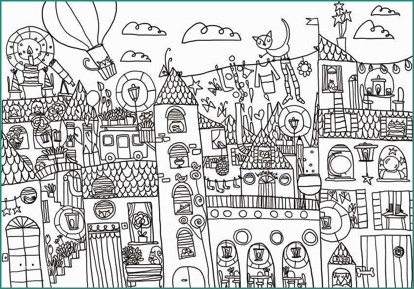 Case Da Disegnare Per Bambini E Disegno Da Colorare La Città Storta