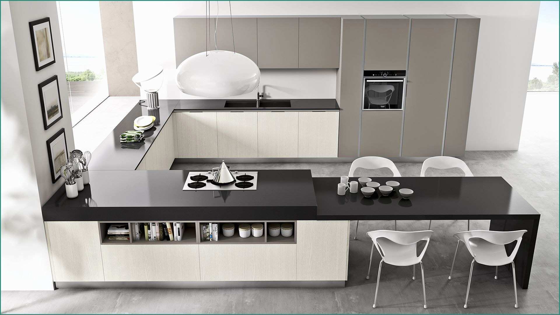 Colonna Dispensa Cucina E Cucina Moderna Con Ola Ad Angolo Day3a House