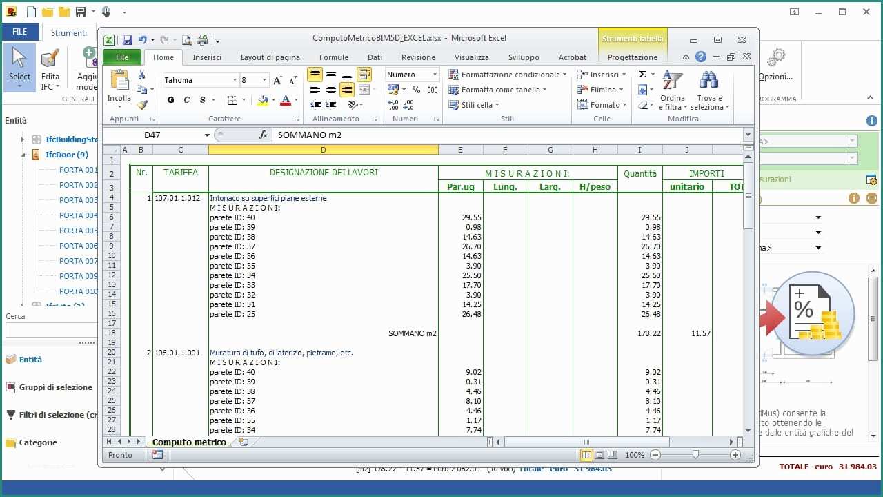 Computo Metrico Estimativo Excel E software ifc Bim 5d Di Puto Metrico Primus ifc Acca