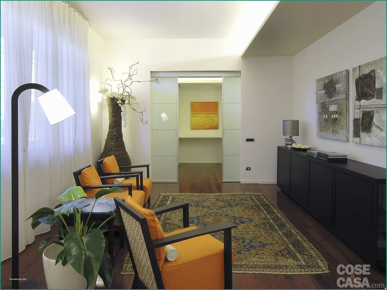 Controsoffittature Moderne Idee E Bordo Tra soffitto E Parete Affordable Salotto Con Pareti Arancio E