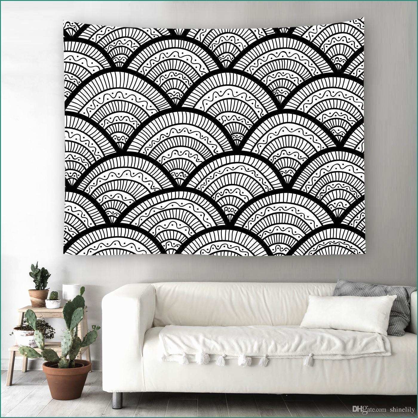 Decorazioni Pareti Stencil E Acquista 210x150 Cm Indiano Nero Bianco Mandala Wall Hanging Arazzo