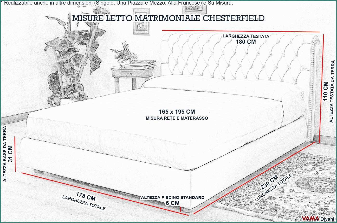 Dimensioni Letto Matrimoniale Standard E Letto Chesterfield Matrimoniale In Pelle Realizzabile Su