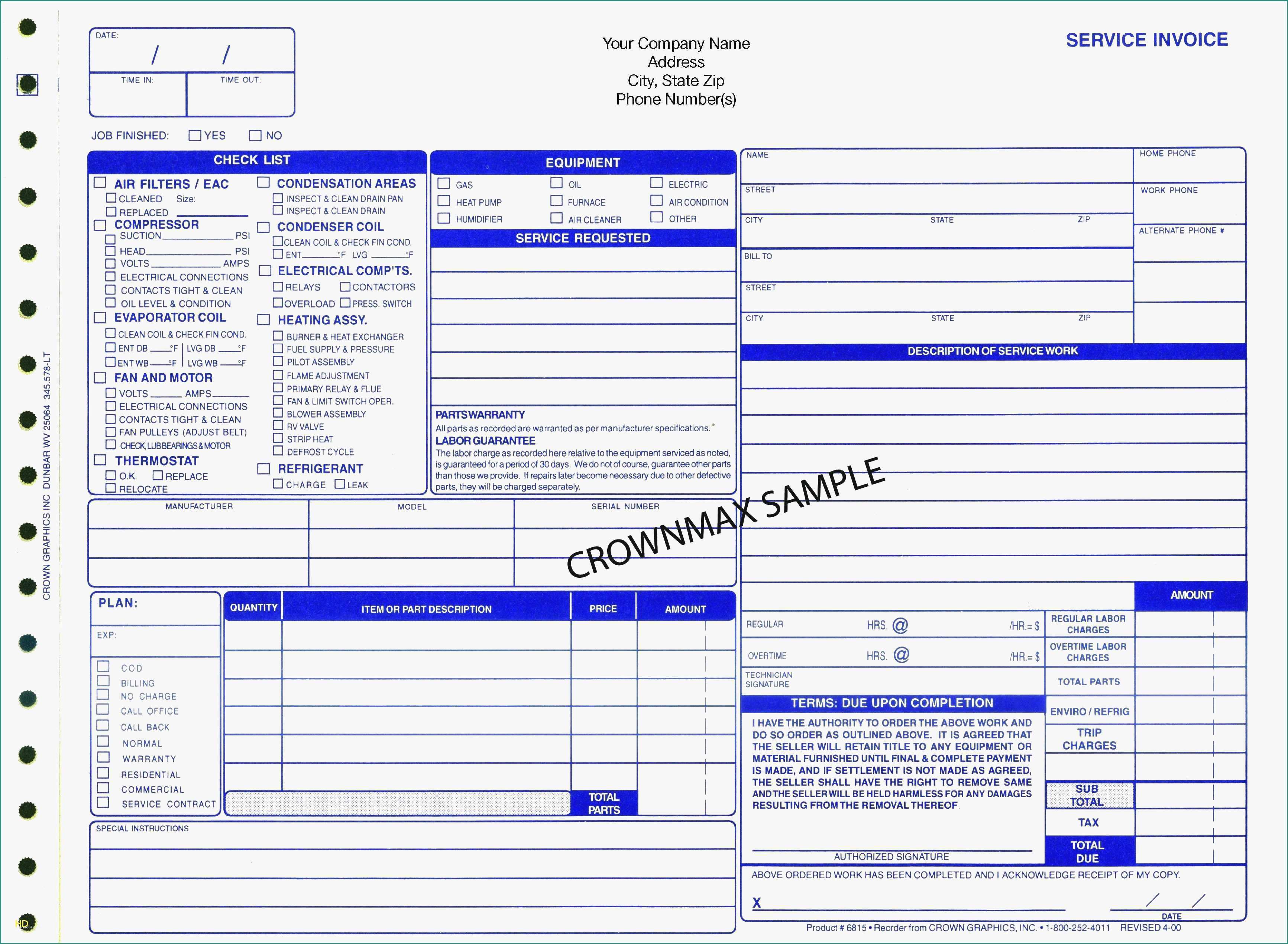 Fac Simile Fattura Excel Gratis E 14 Elegant Free Printable Hvac Invoice Template Free Invoice Template