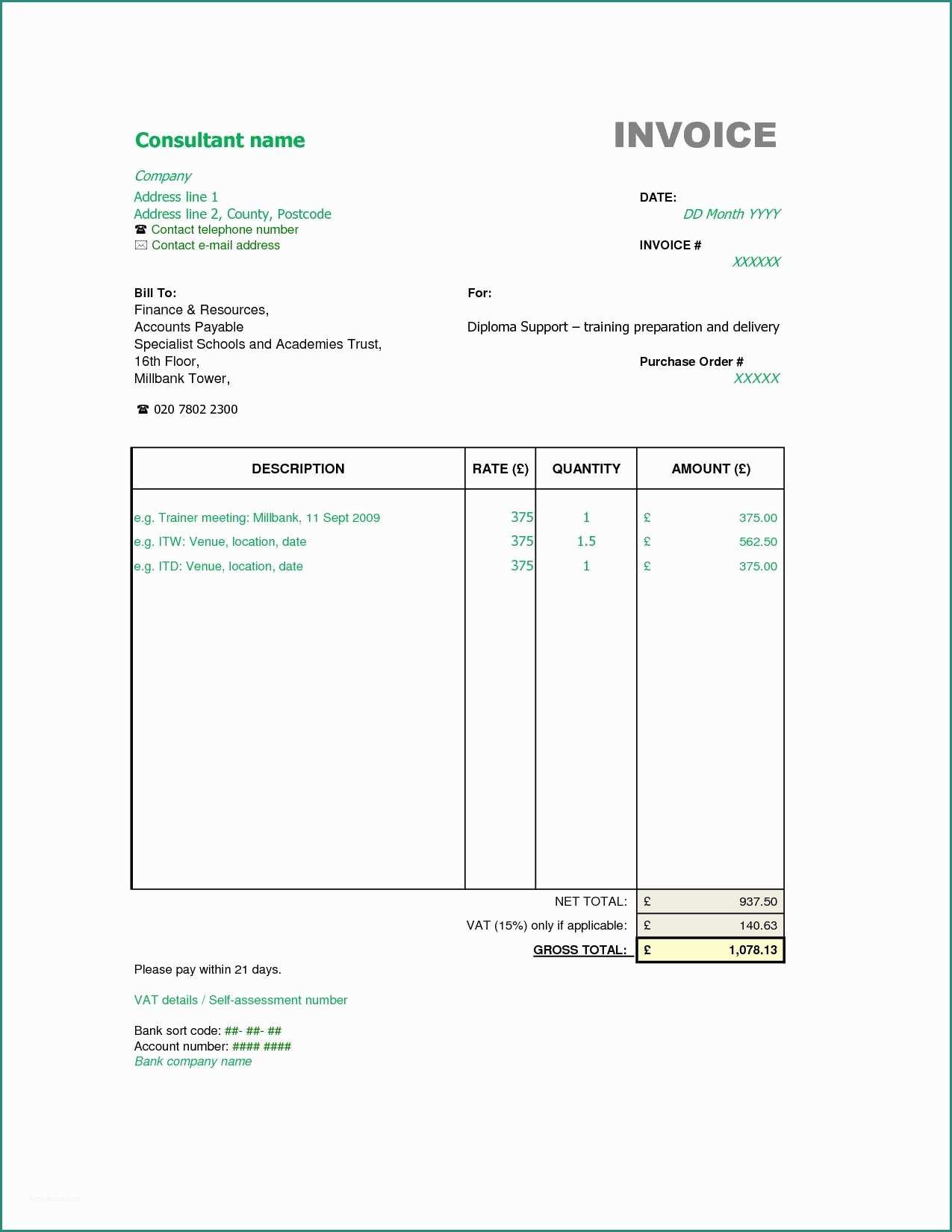 Fac Simile Fattura Excel Gratis E Pdf Template Receipt for Services Rendered Fresh format for Proforma