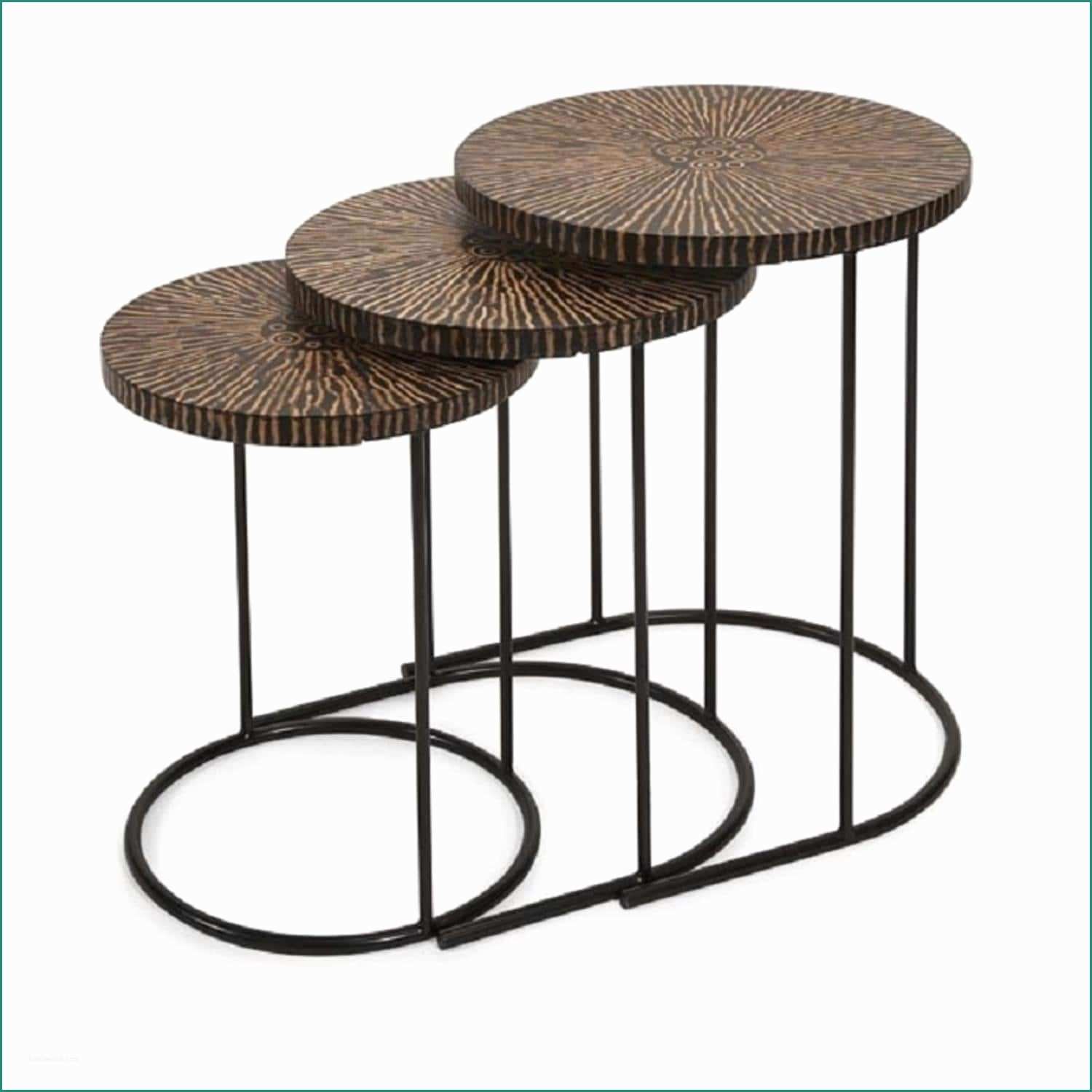 Ferro Battuto Ikea E Set Of 3 Tavolini Estraibili Brown and Black Coconut Shell Nesting