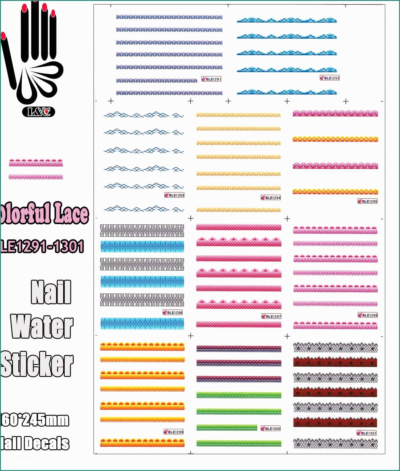 Lampada Led Rs Mm Dimmerabile E â11 Sheets Lot Sticker Art Nail Ble1291 1301 Colorful Lace Nail Art