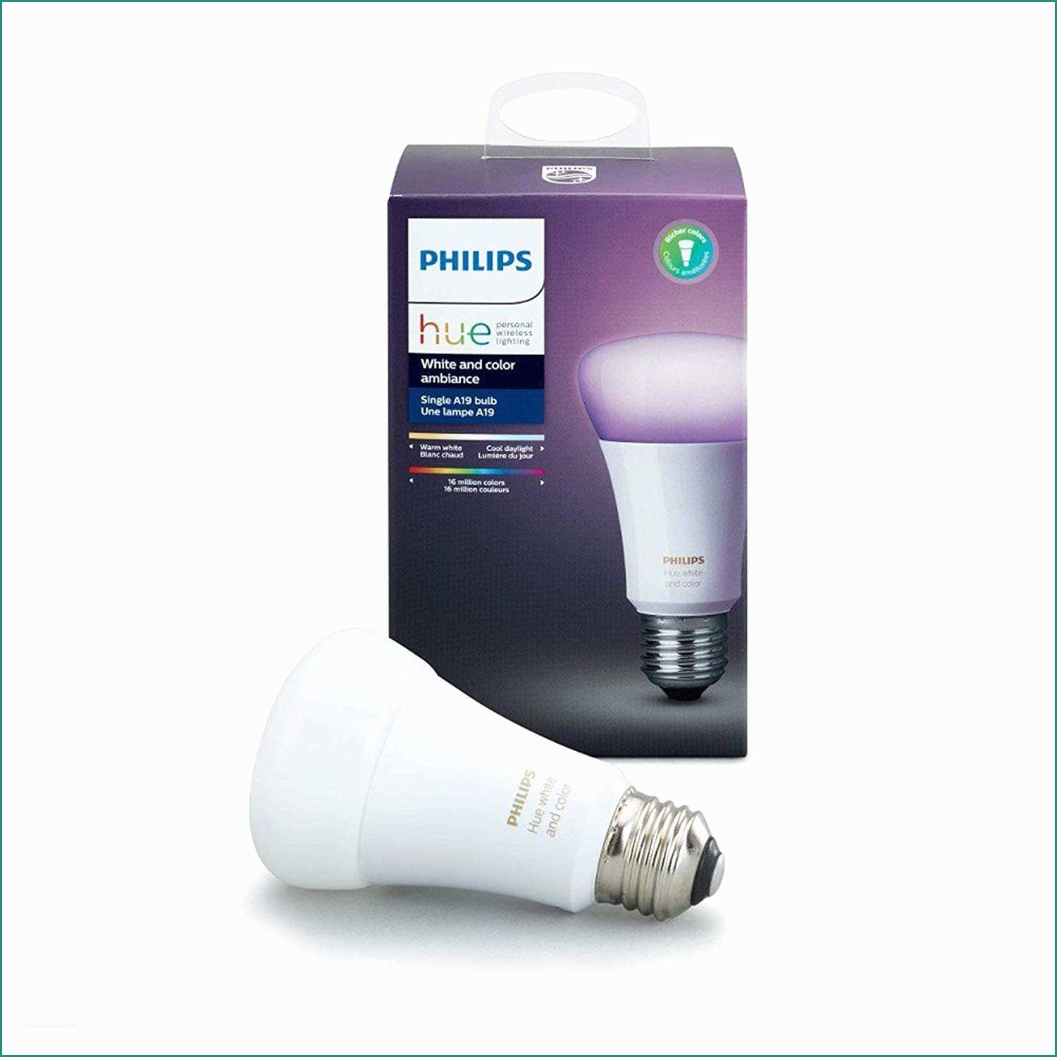 Lampada Led Rs Mm Dimmerabile E Philips Hue White and Color Ambiance A19 60w Equivalent