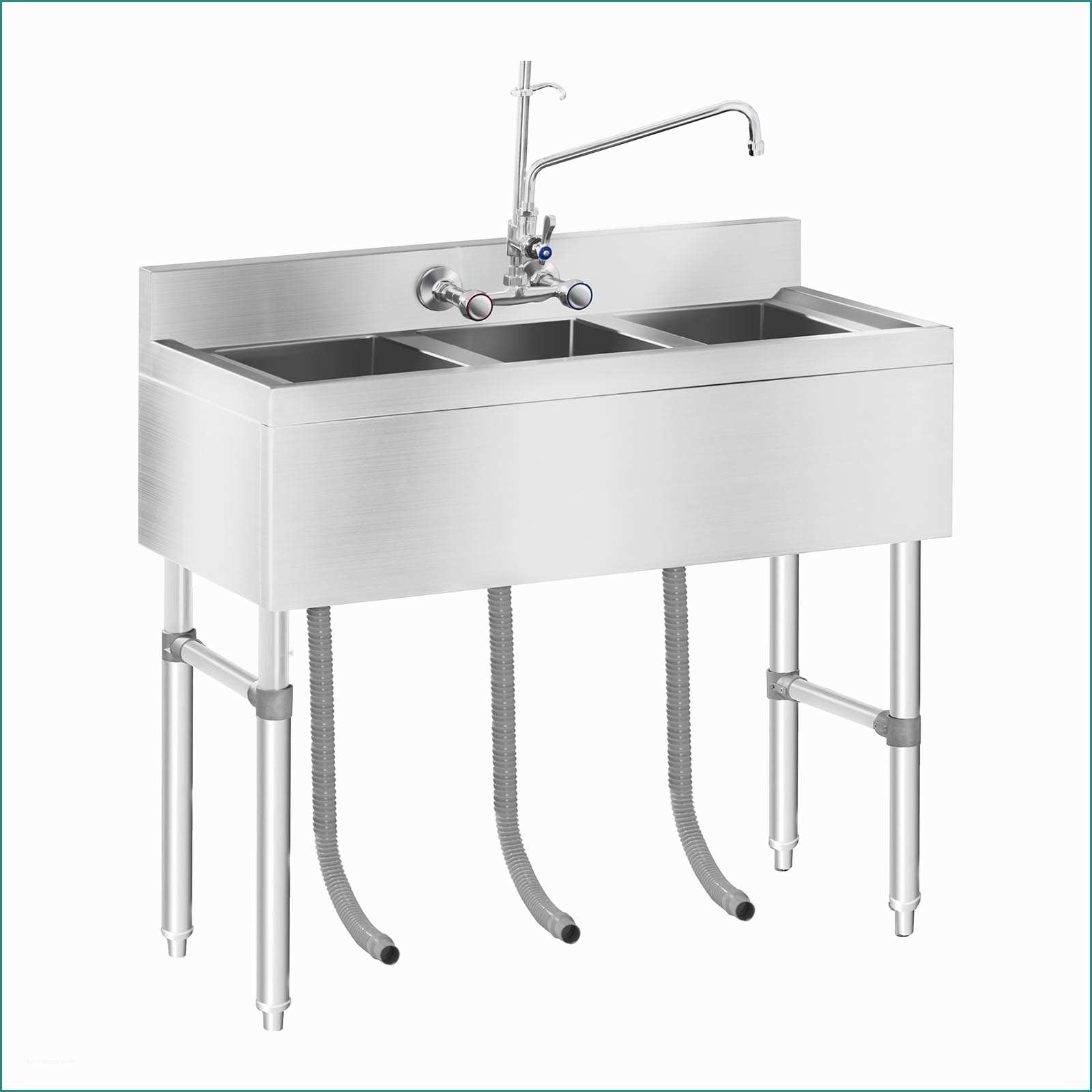Lavandino Bagno Prezzi E Lavello In Acciaio Inox Industriale 3 Vasche – 100 X 50 X 97 Cm