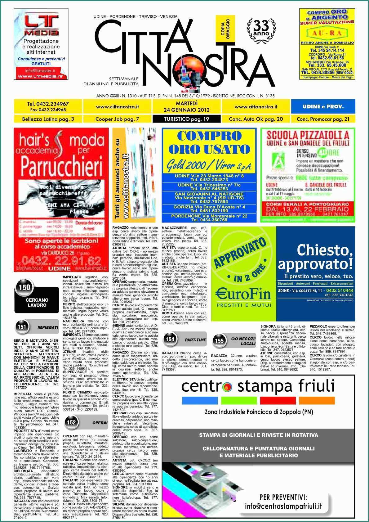 Lavatrici Industriali Usate E Calaméo Citt  Nostra Udine Del 24 01 2012 N 1310