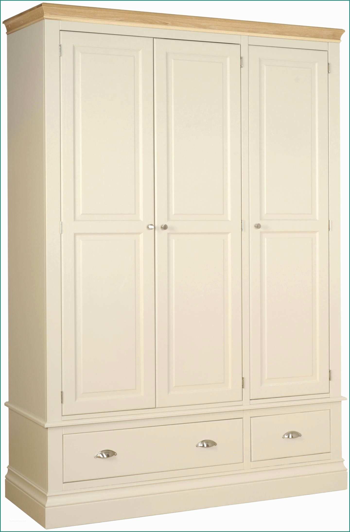 Letto Con Cassetti E Emily Triple Hanging Wardrobe with 2 Drawers Painted Ivory