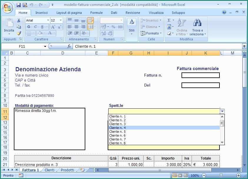 Modello Preventivo Excel E Modello Di Fattura Per Microsoft Excel