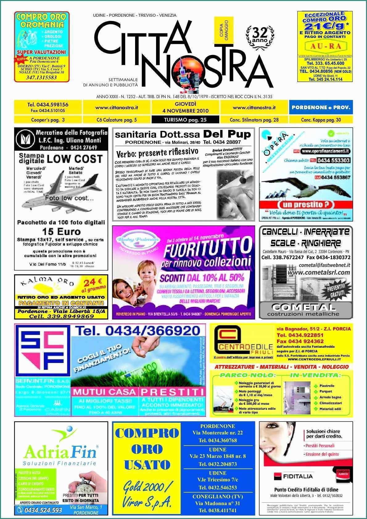 Mondo Convenienza Servizio Clienti E Calaméo Citt  Nostra Pordenone Del 04 11 2010 N 1252