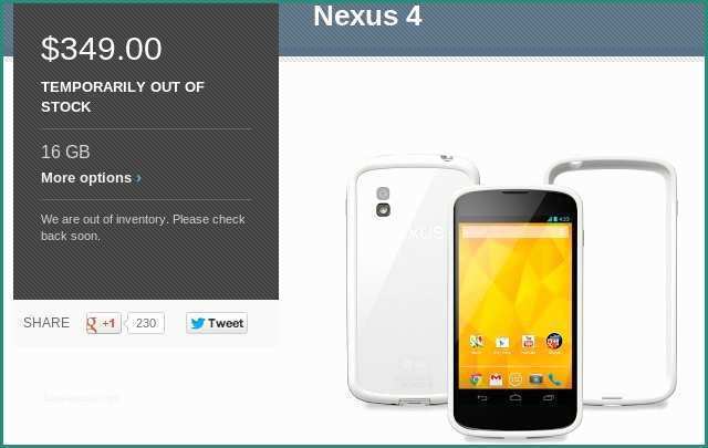 Nexus Stockisti E Google isn T Recalling White Nexus 4 orders but Stock is