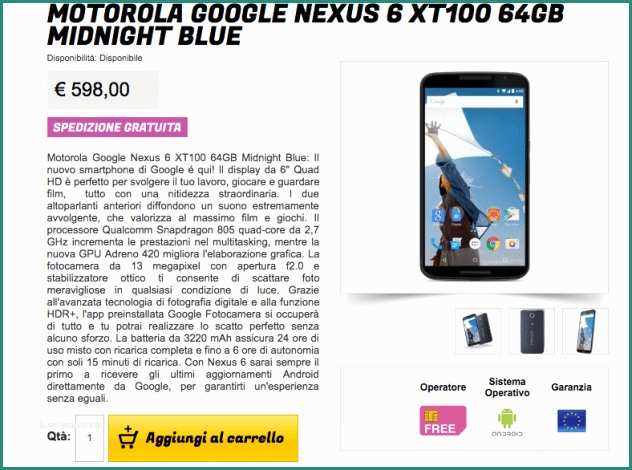 Nexus Stockisti E Motorola Nexus 6 64gb A 589 Euro Dagli Stockisti