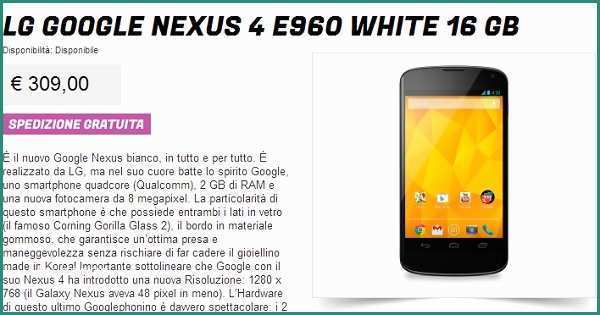 Nexus X Gli Stockisti E Google Nexus 4 Bianco A 309 Euro Su Gli Stockisti