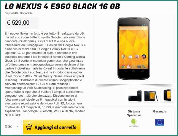 Nexus X Gli Stockisti E Volete Acquistare Il Nexus 4 ora In Italia Si Può Ma Con