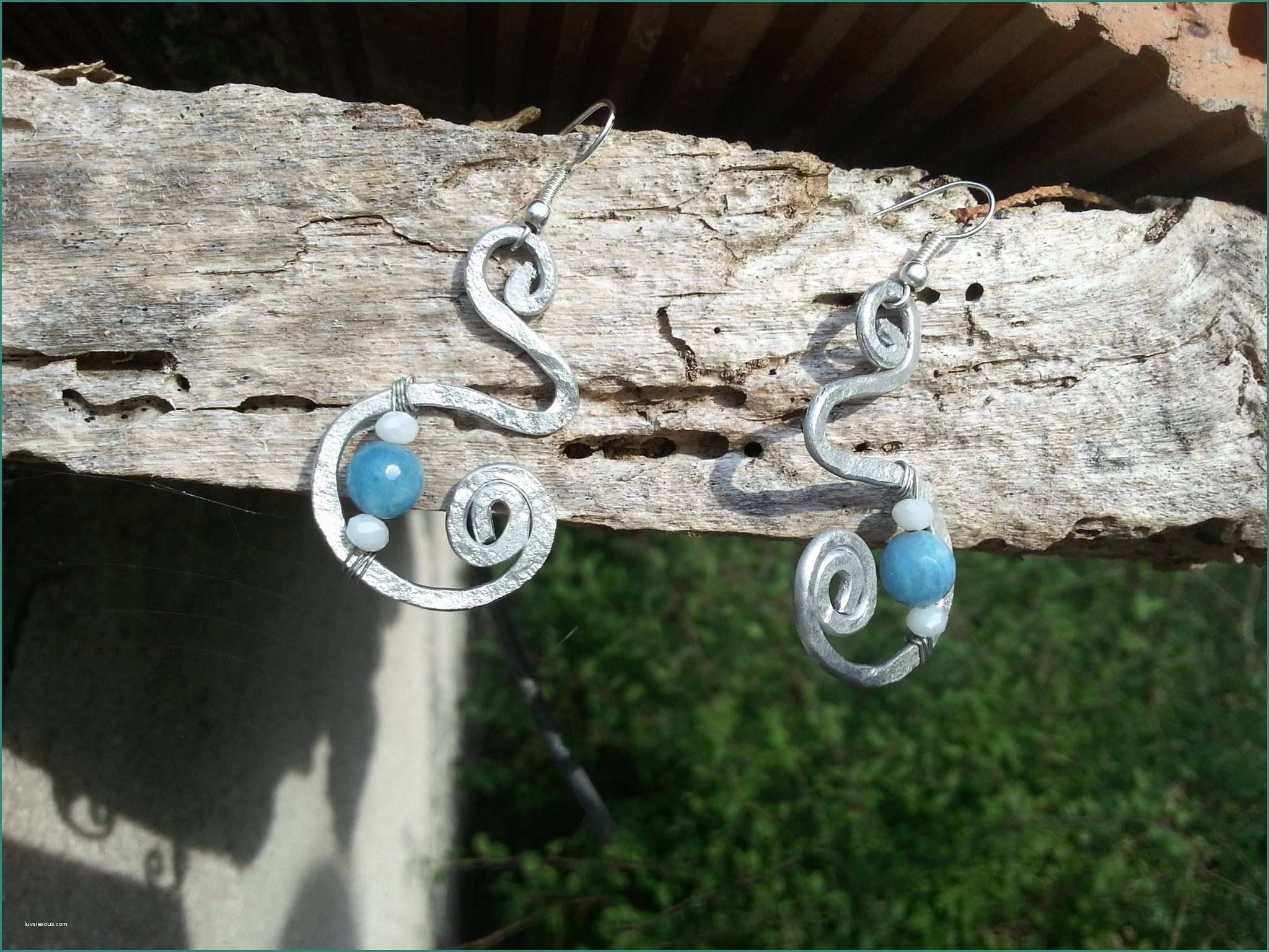 Orecchini Uncinetto Con Perline E orecchini In Alluminio Con Perline Azzurre E Bianche