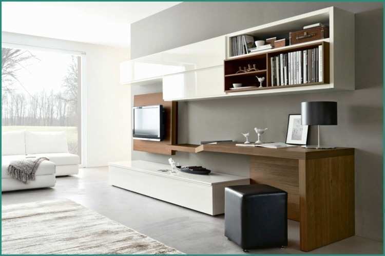 Parete attrezzata Tv Ikea E Wohnwand Mit Schreibtisch Als Arbeitsplatz Im Wohnzimmer