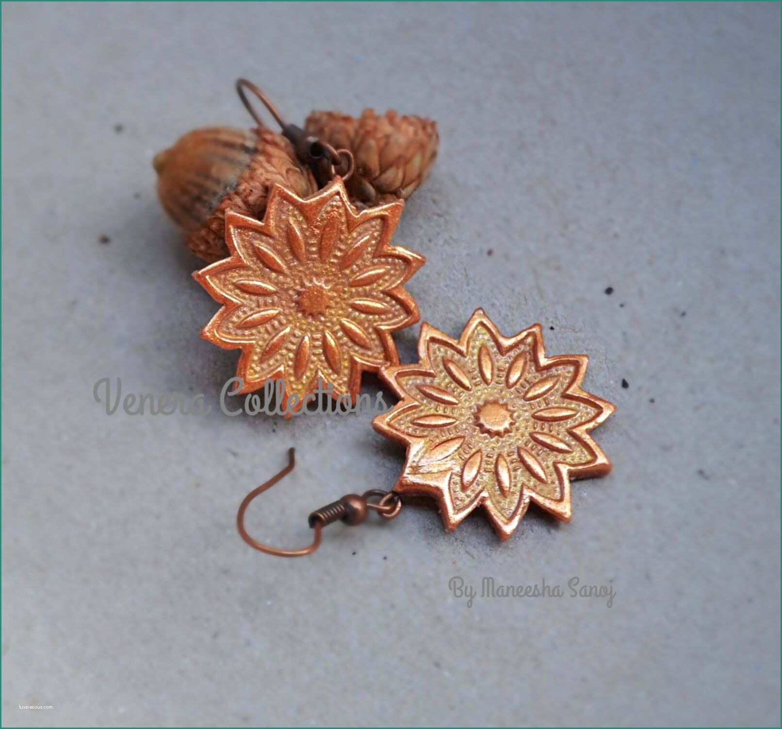 Parole Con Cu E Copper tone Flowers 36 52 Earrings Dangles Art Craft Hobby