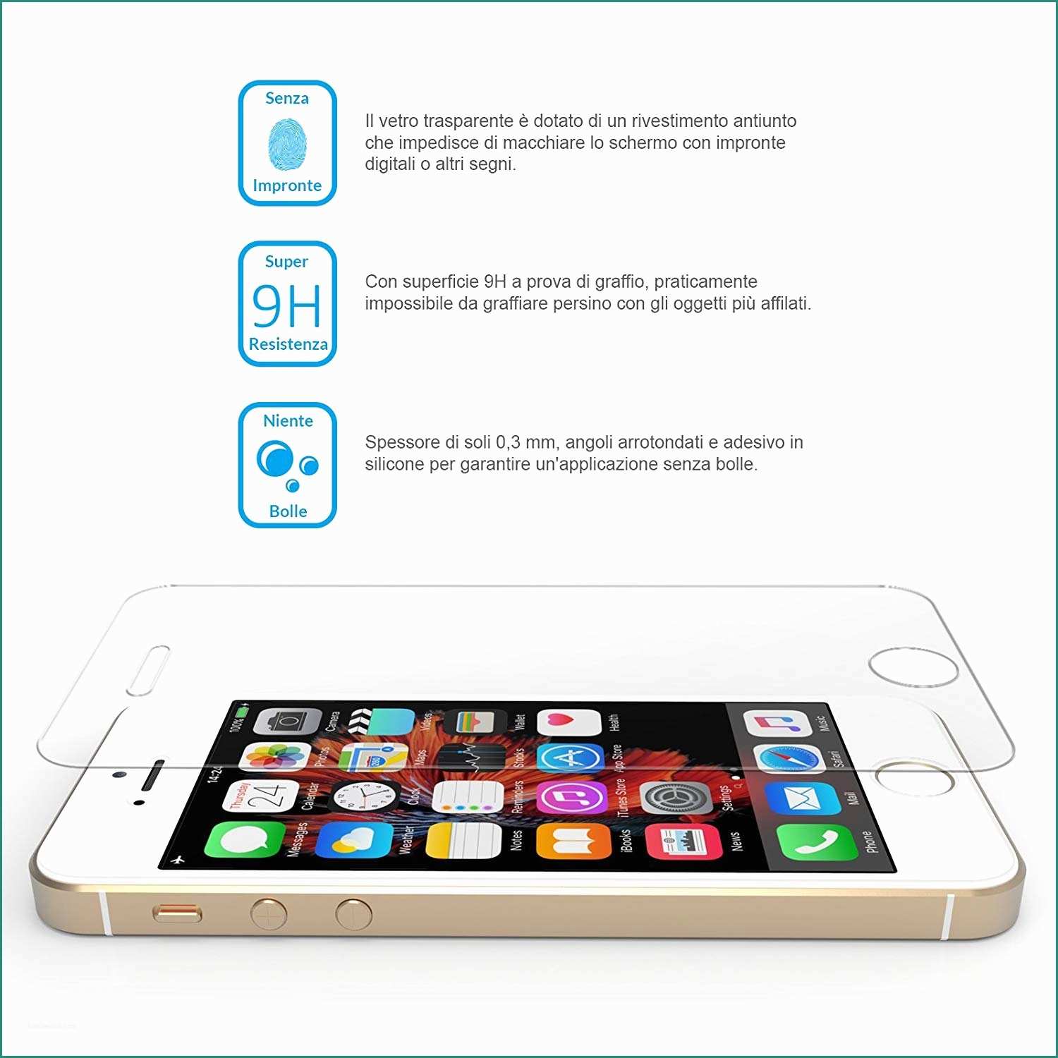 Pellicole Adesive Per Vetri Brico E Yousave Accessories iPhone 5s 5 Se 2 Pacchetto Pellicola