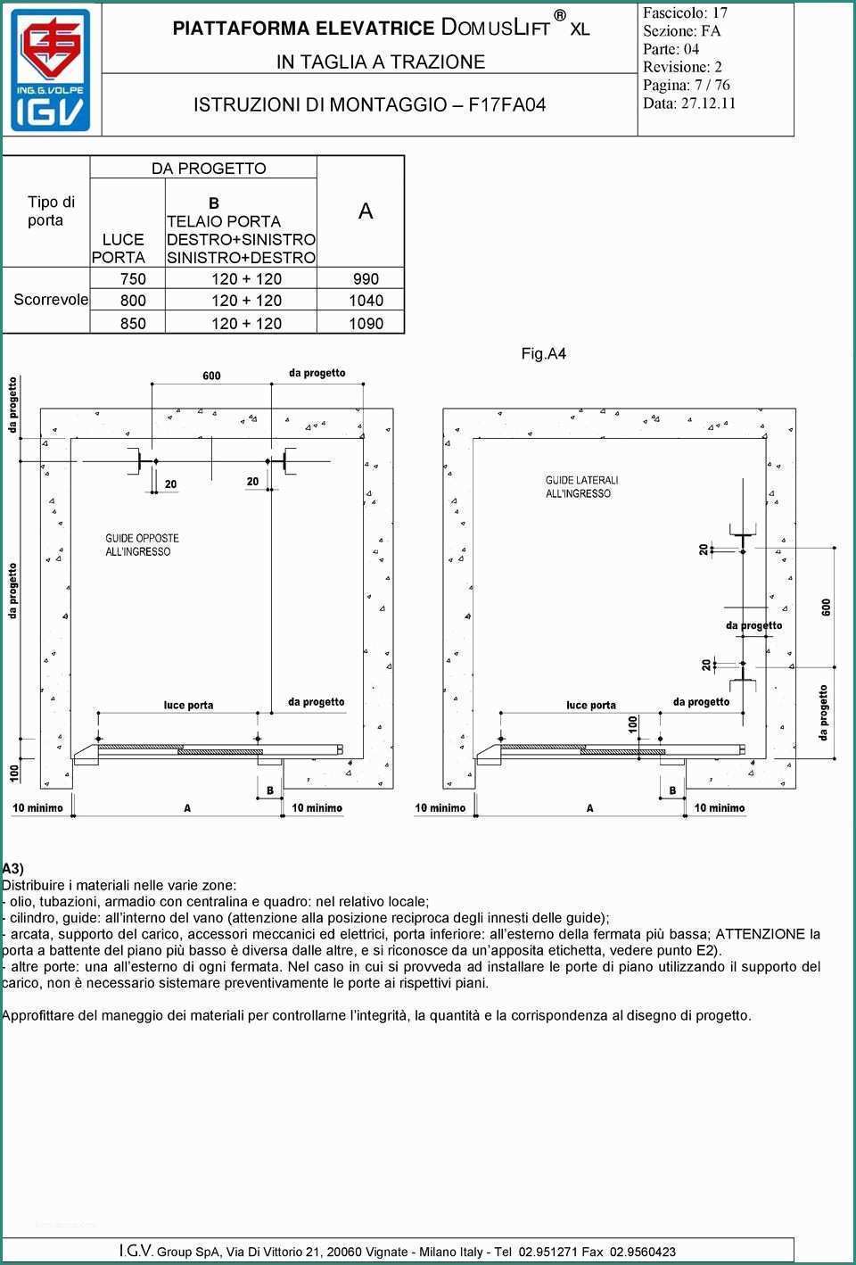 Piattaforma Elevatrice Dwg E Domuslift Xl Igv istruzioni Di Montaggio Piattaforma