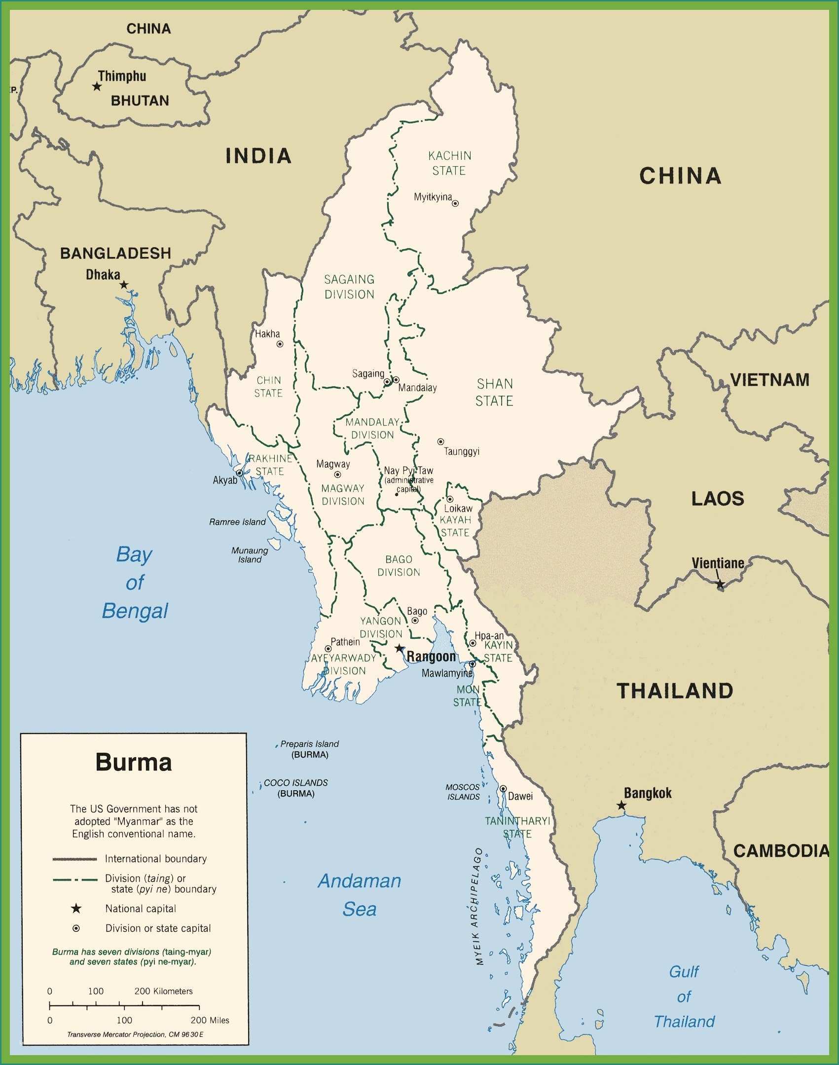 Planisfero Politico Hd E Burma Political Map