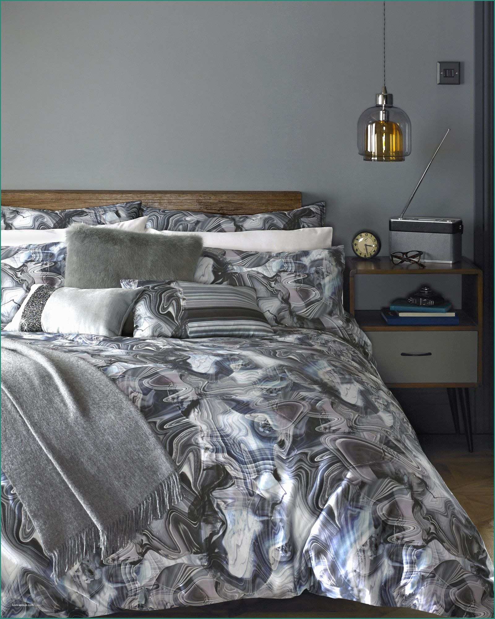 Poltrone Global Relax E Marble Print Double Duvet Cover Light Grey Gifts for Her