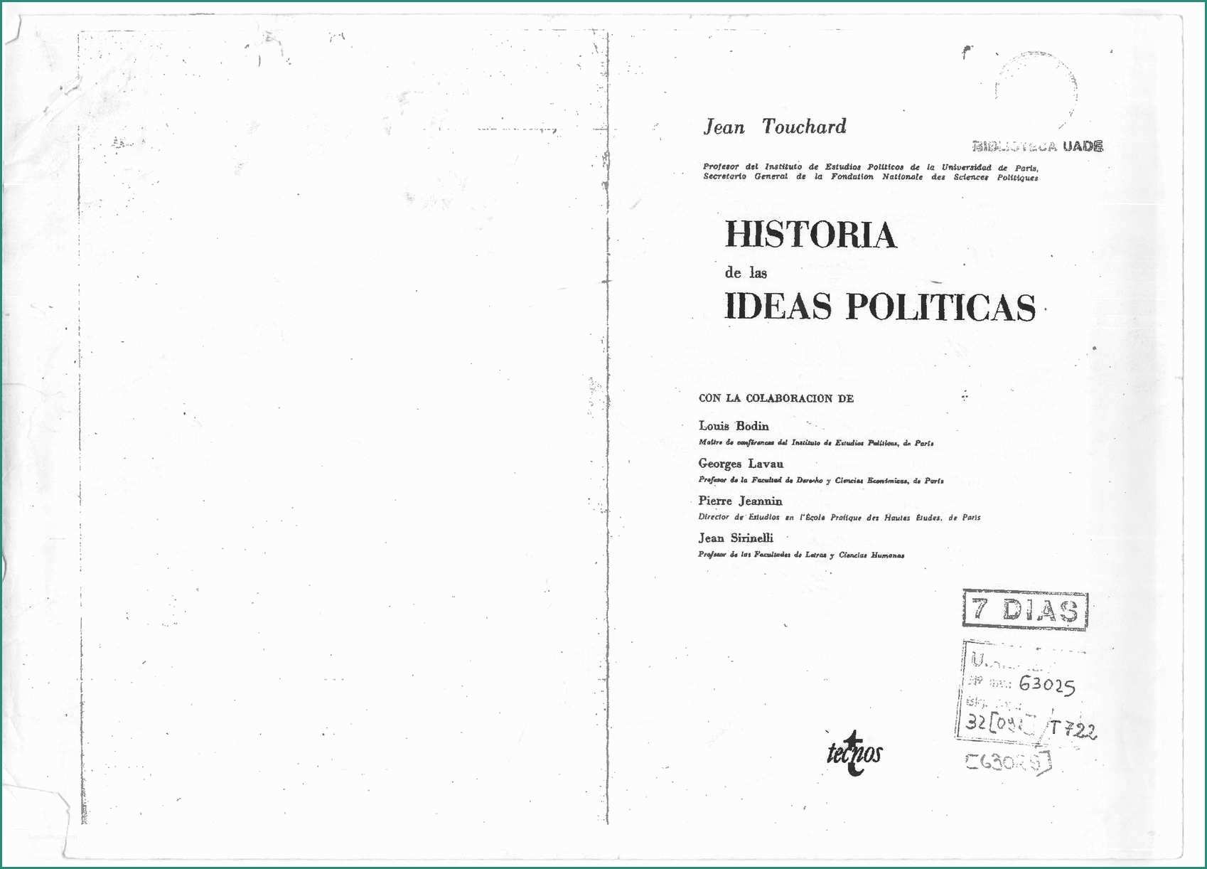 Porte A Libro Dwg E Calaméo Jean touchard Historia De Las Ideas Politicas