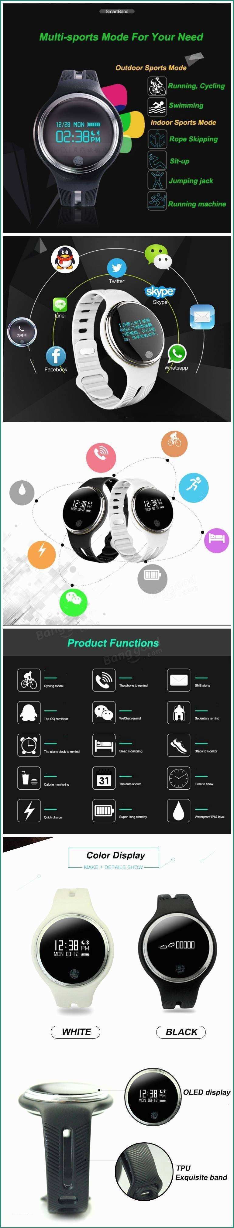 Recensione Umi Plus E Kaload E07 Bluetooth 4 0 Smart Salute orologio Ip67 Bracciale