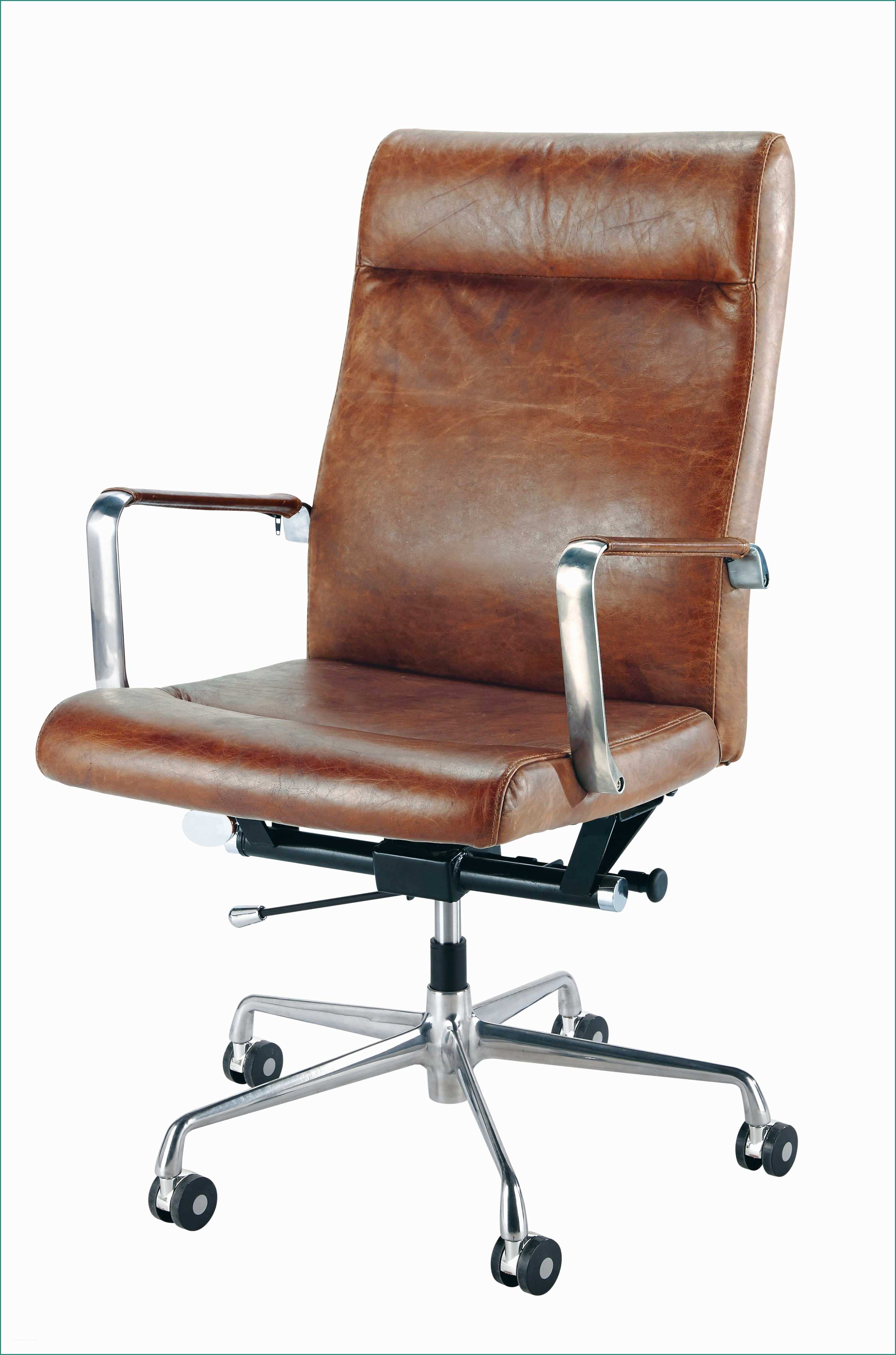 Ruote Per Sedie Ufficio E Brown Leather and Metal Office Chair On Wheels
