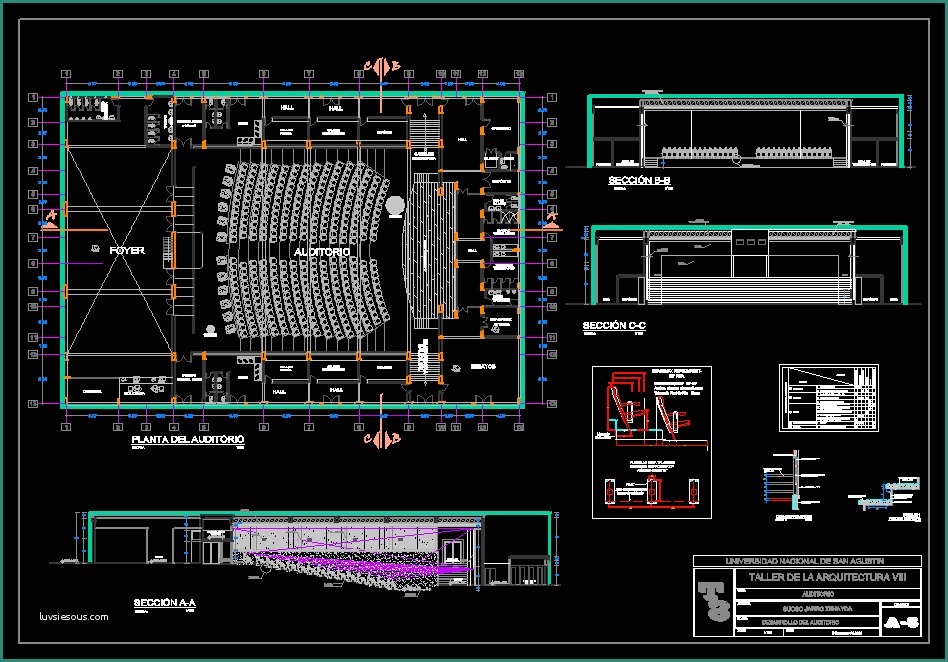 Sala Conferenze Dwg E Auditorium Dwg Section for Autocad • Designs Cad
