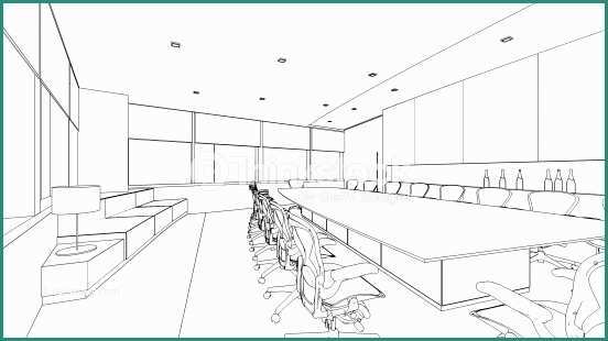 Sala Conferenze Dwg E Outline Sketch A Interior Meeting Room Stock