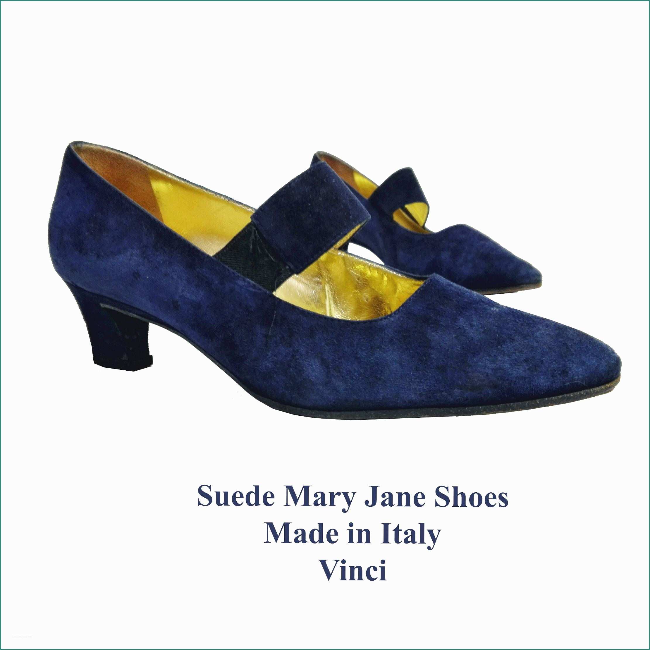 Scarpe Neonato Uncinetto E Mary Jane Shoes Pumps Vintage Blue Suede Leather 20s 30s Style