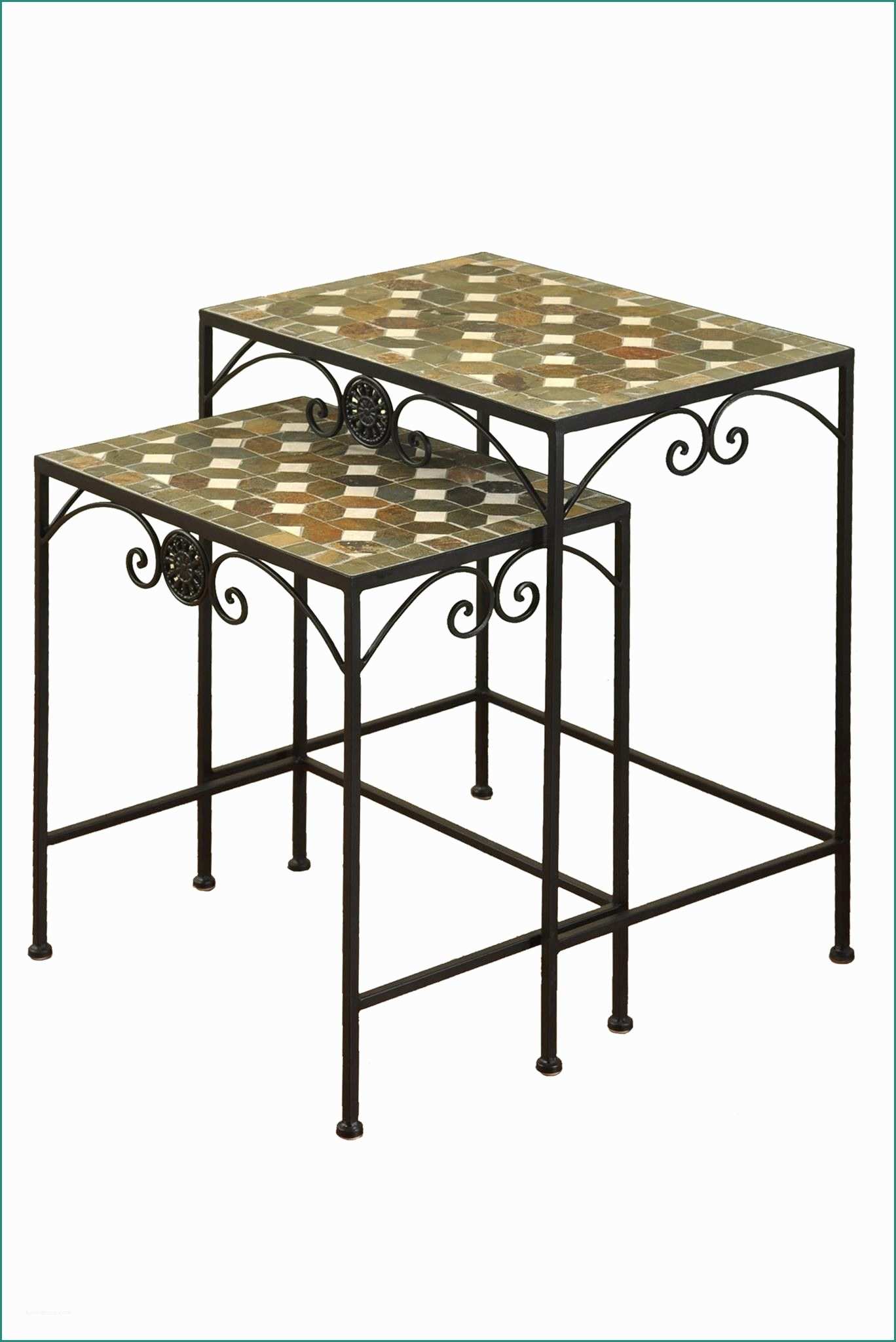 Sedie Da Giardino In Ferro E Nesting Tables with Stone Mosaic tops Project
