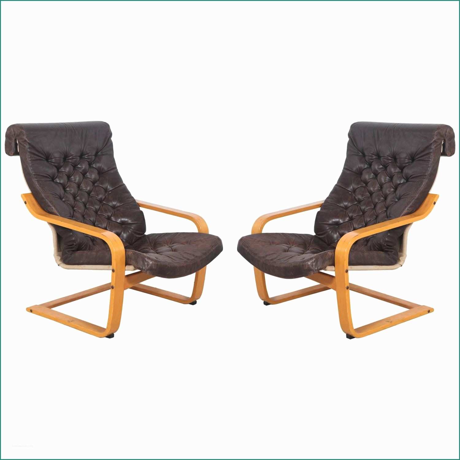 Sedie Kartell Outlet E Pair Of original Poem Chairs In Tufted Black Leather by Noboru