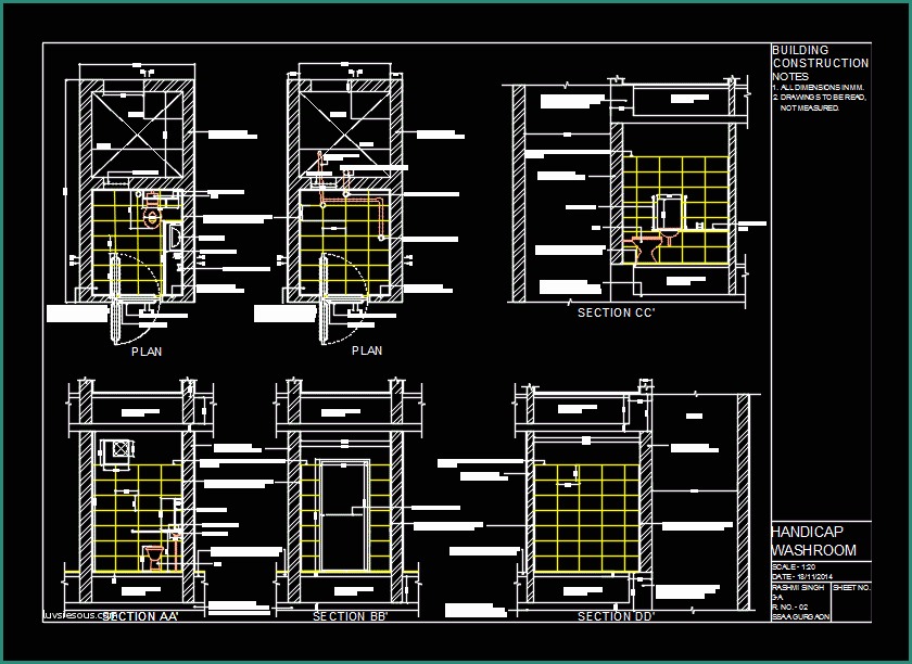 Simbolo Handicap Dwg E Handicap Washroom Dwg Plan for Autocad • Designscad