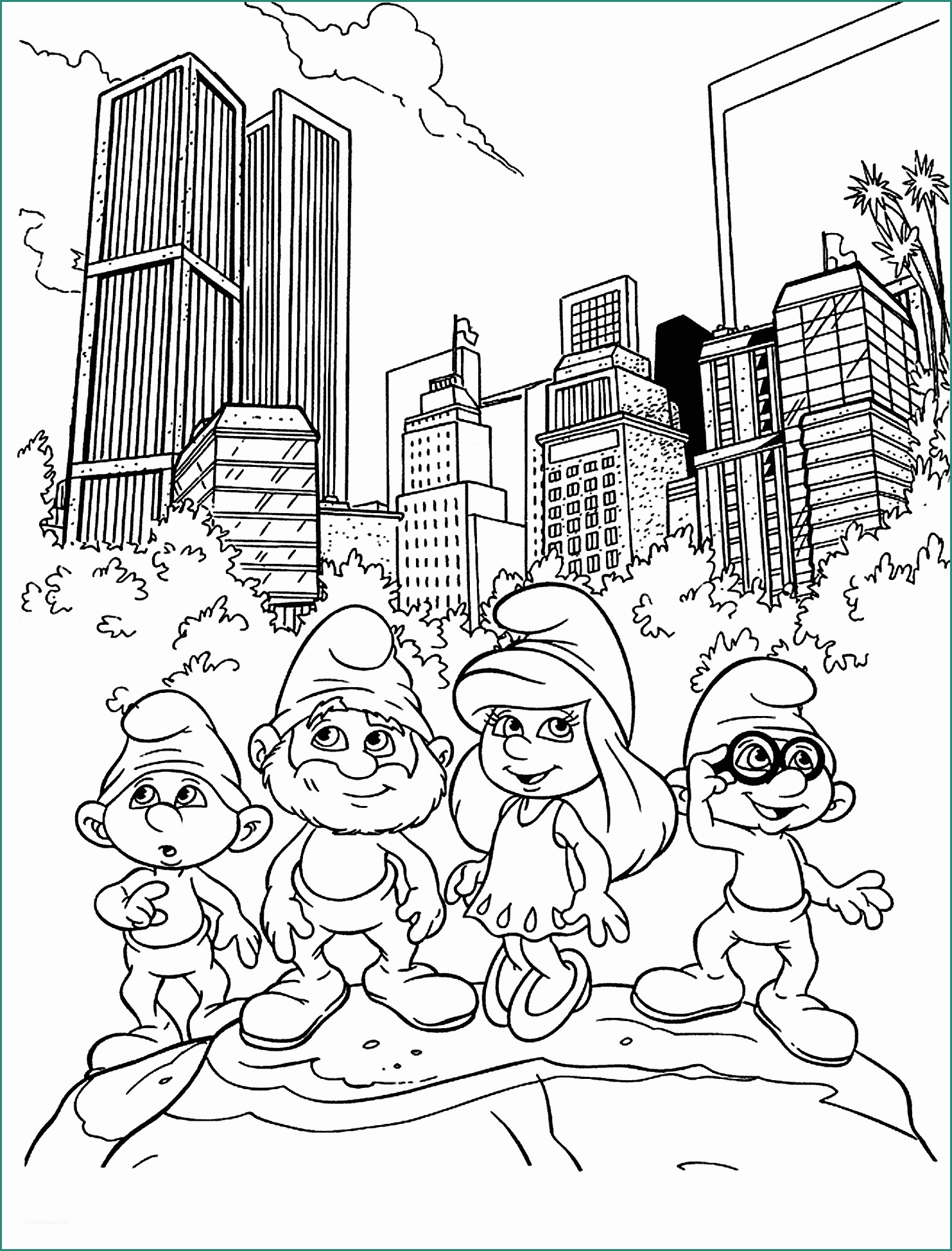 Spiderman Da Disegnare E the Smurfs In town Coloring Pages for Kids Printable Free