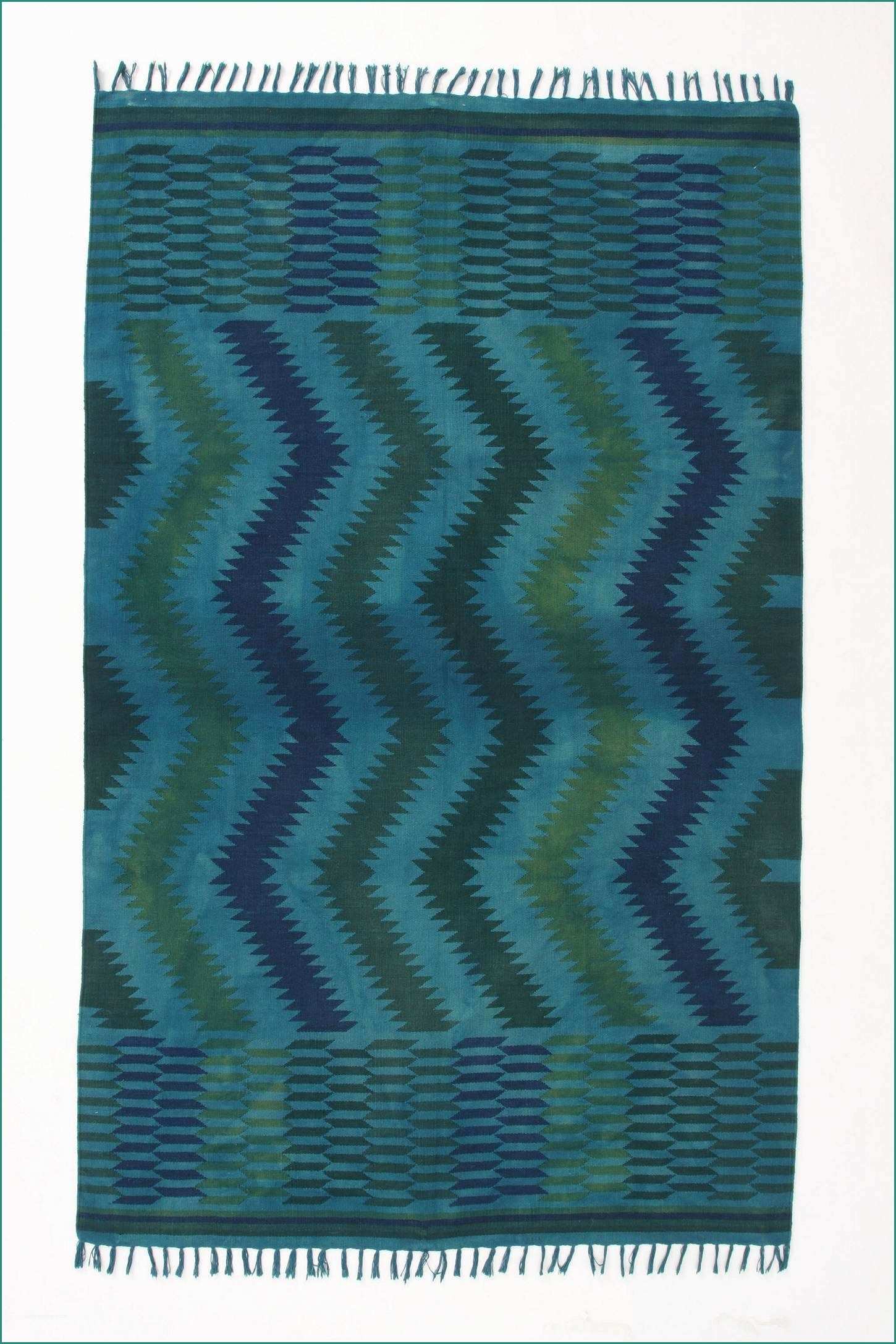 Tappeto Pelo Corto E Saturated Zigzags Rug 4x6 $298 Green and Teal