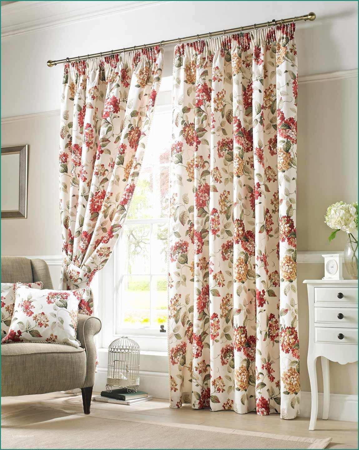 Tende Per Salotto E ashley Wilde Cream & Red Carnaby Chintz Floral Curtains